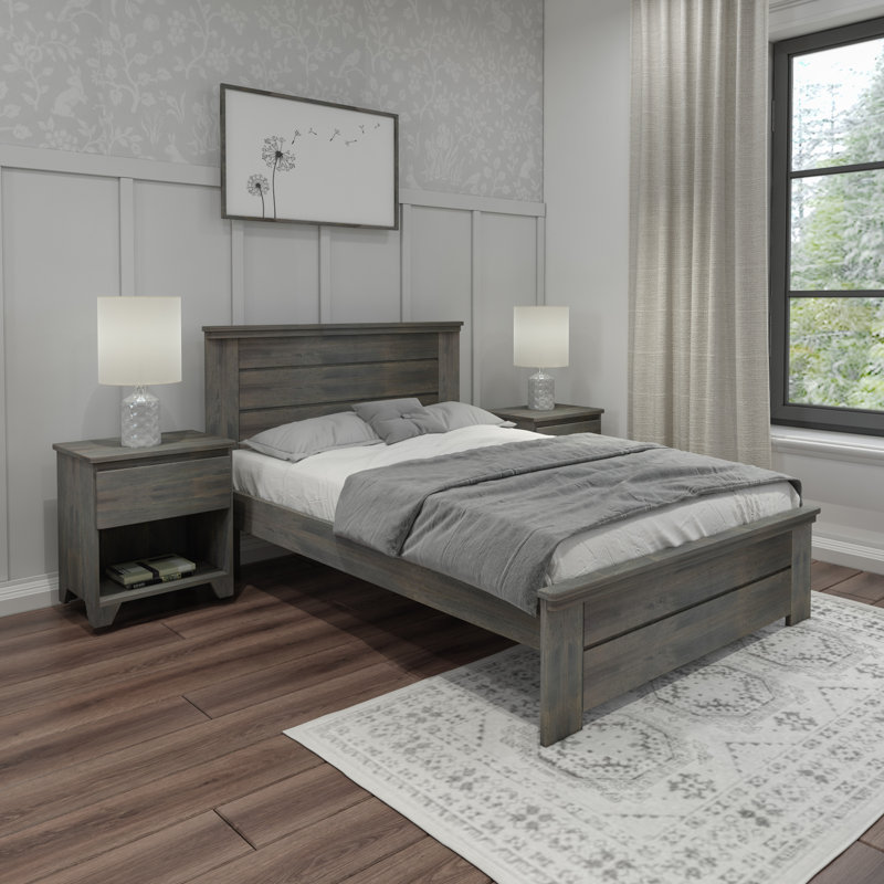  Ariarose Solid Wood Platform Bed, Driftwood, Full