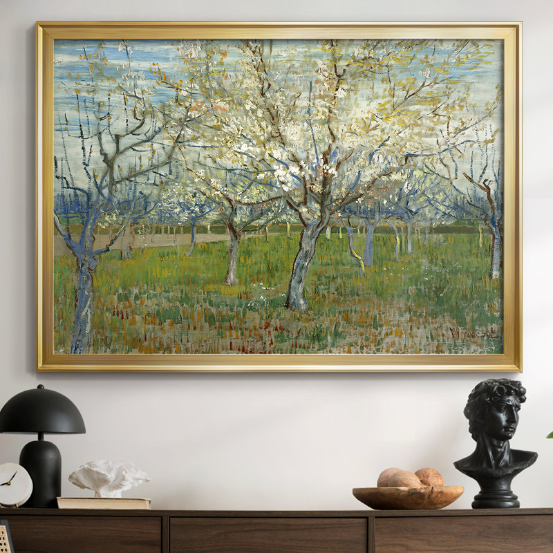Le verger blanc - Vincent van Gogh - Toile tendue avec châssis, 1888, 30 x 5 x 42,5, Framed Canvas, Doré