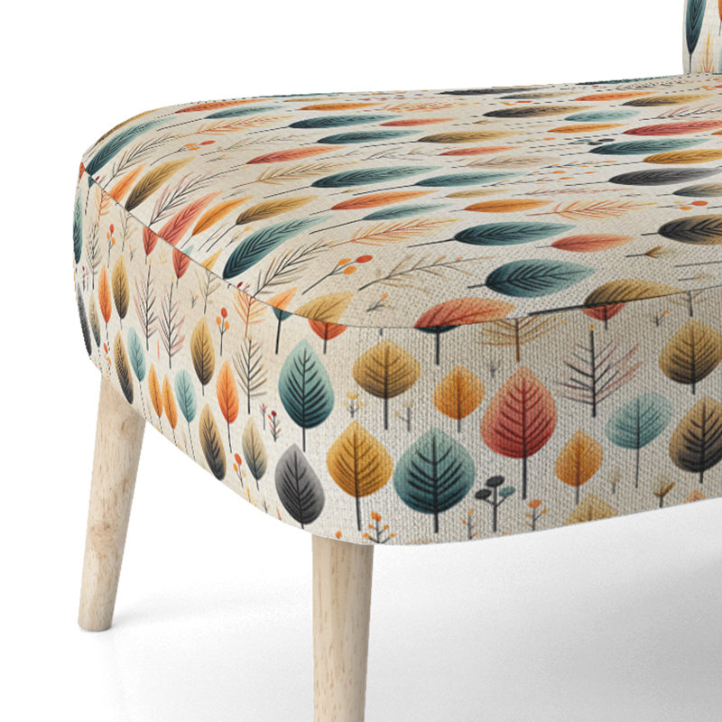 Chaise d'appoint rembourrée bohème et éclectique Teal and Beige Botanical Harmony I