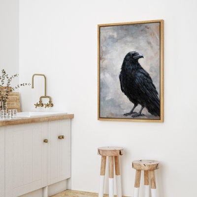 Black Raven Bird Portrait Dark Wildlife Nature Decor Framed Canvas Master Bedroom Wall Art Work Print