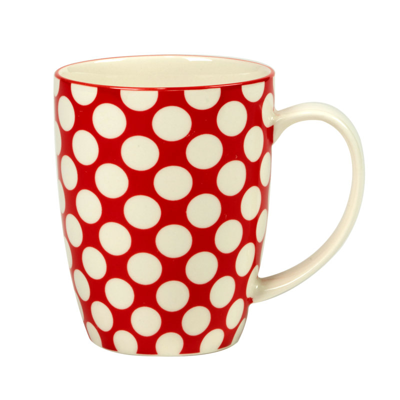 Holiday Red and Green Ceramic 14 oz Beverage Mugs, Set of 6