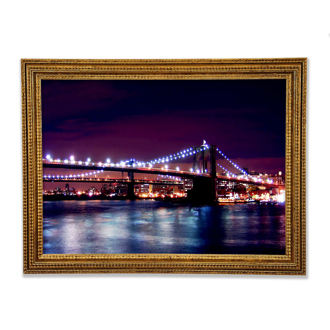 Brooklyn Bridge Lights By The Water - Druck