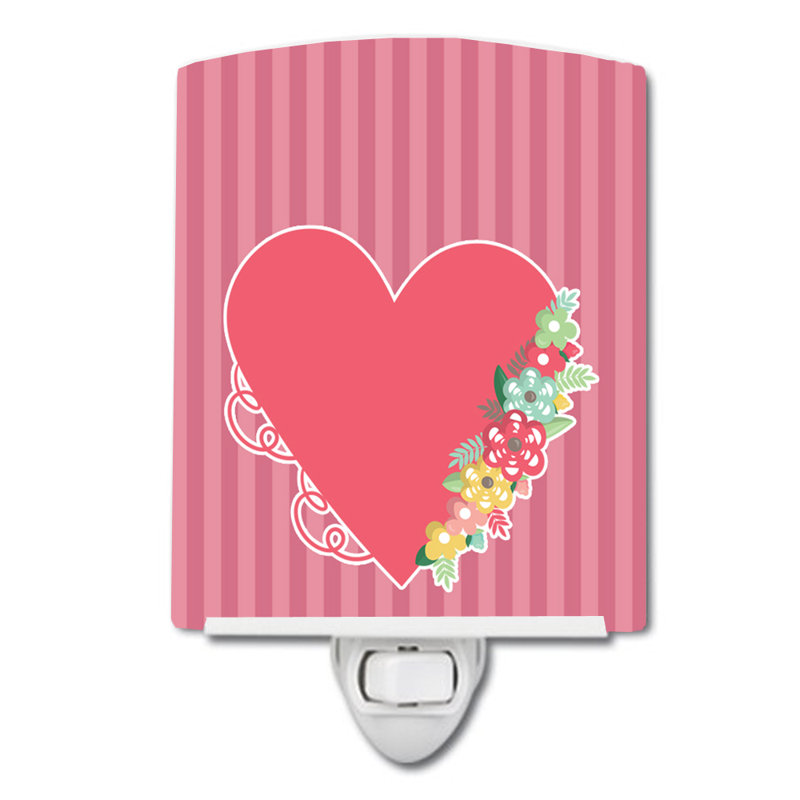 Heart and Flowers Ceramic Night Light