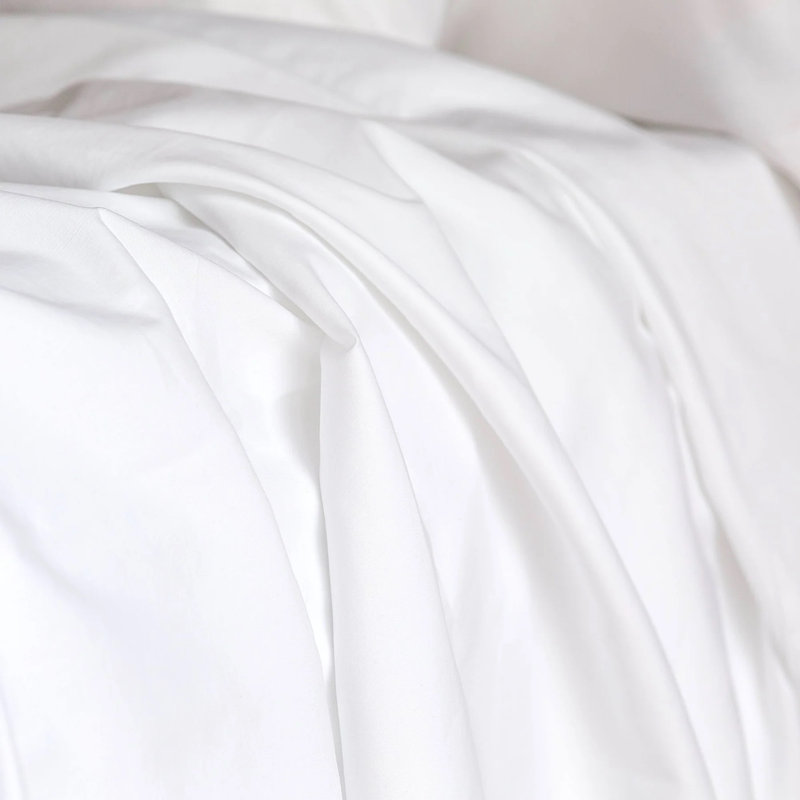 Cotton Sateen Duvet Cover, California King Duvet Cover + 2 King Shams, Beige/White