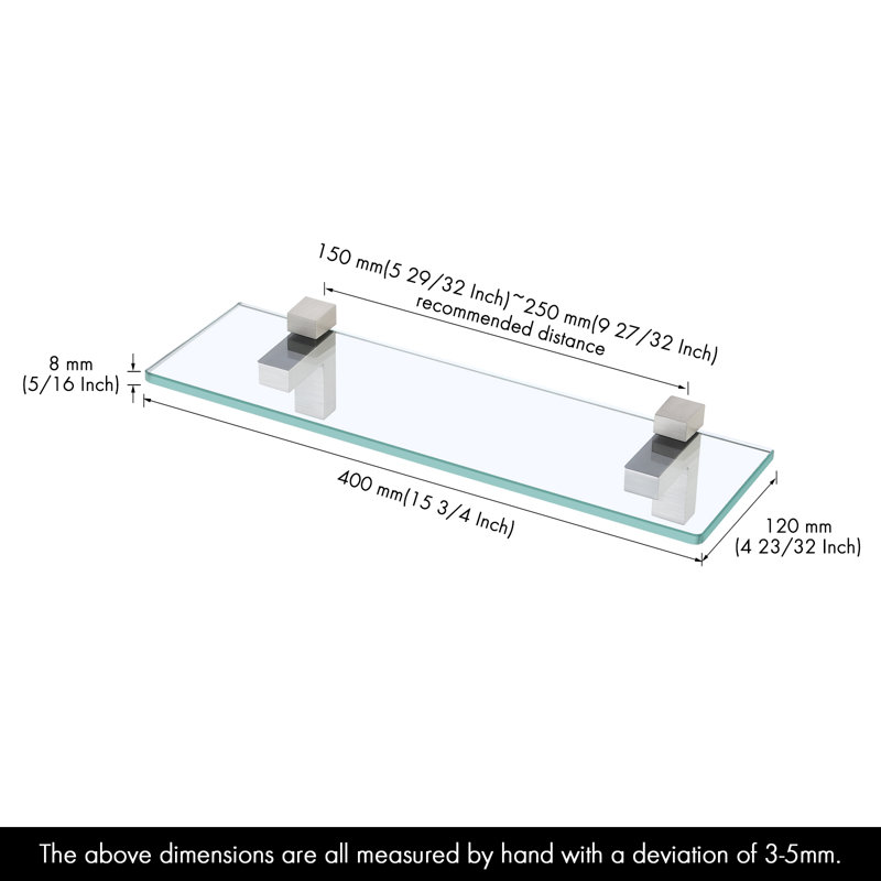 Tablette de salle de bain Keyshia, Nickel brossé, H 3,5 po x l 15,75 po x P 4,72 po