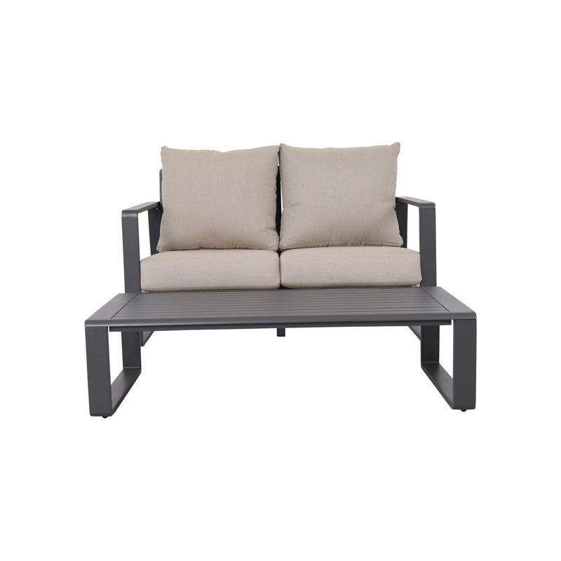 Canapé double + table basse rectangulaire, coussins gris clair JM 9017 (Tino Tino), Gris
