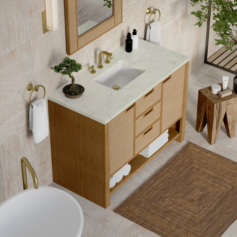 Solene 48'' W Single Vanity, Victorian Silver Quartz, Widespread