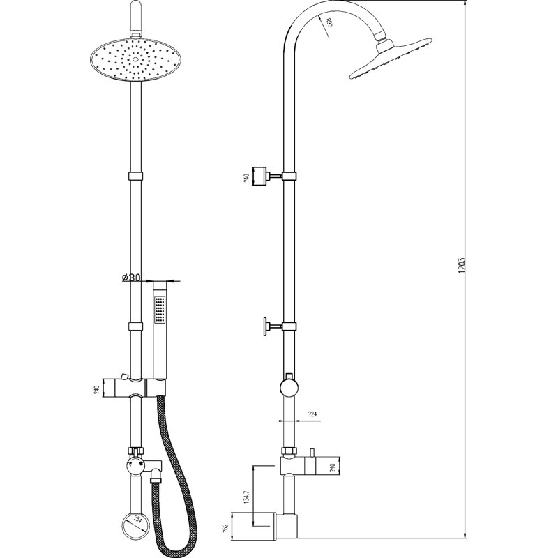 Dual Shower Head with No