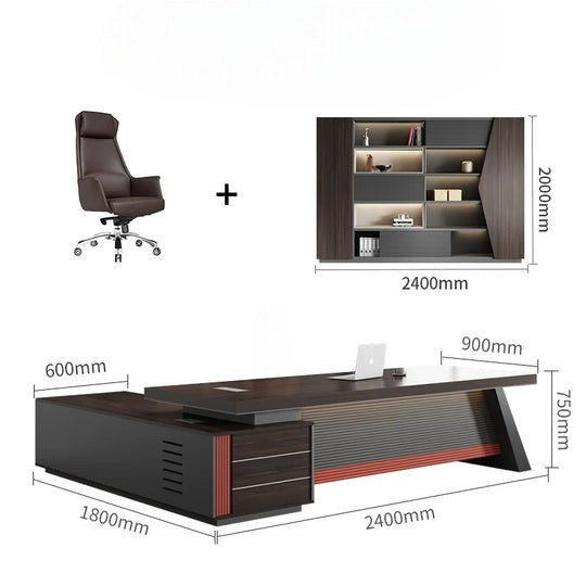 Mykol L-Shaped Executive Desk, 75cm H x 240cm W x 90cm D