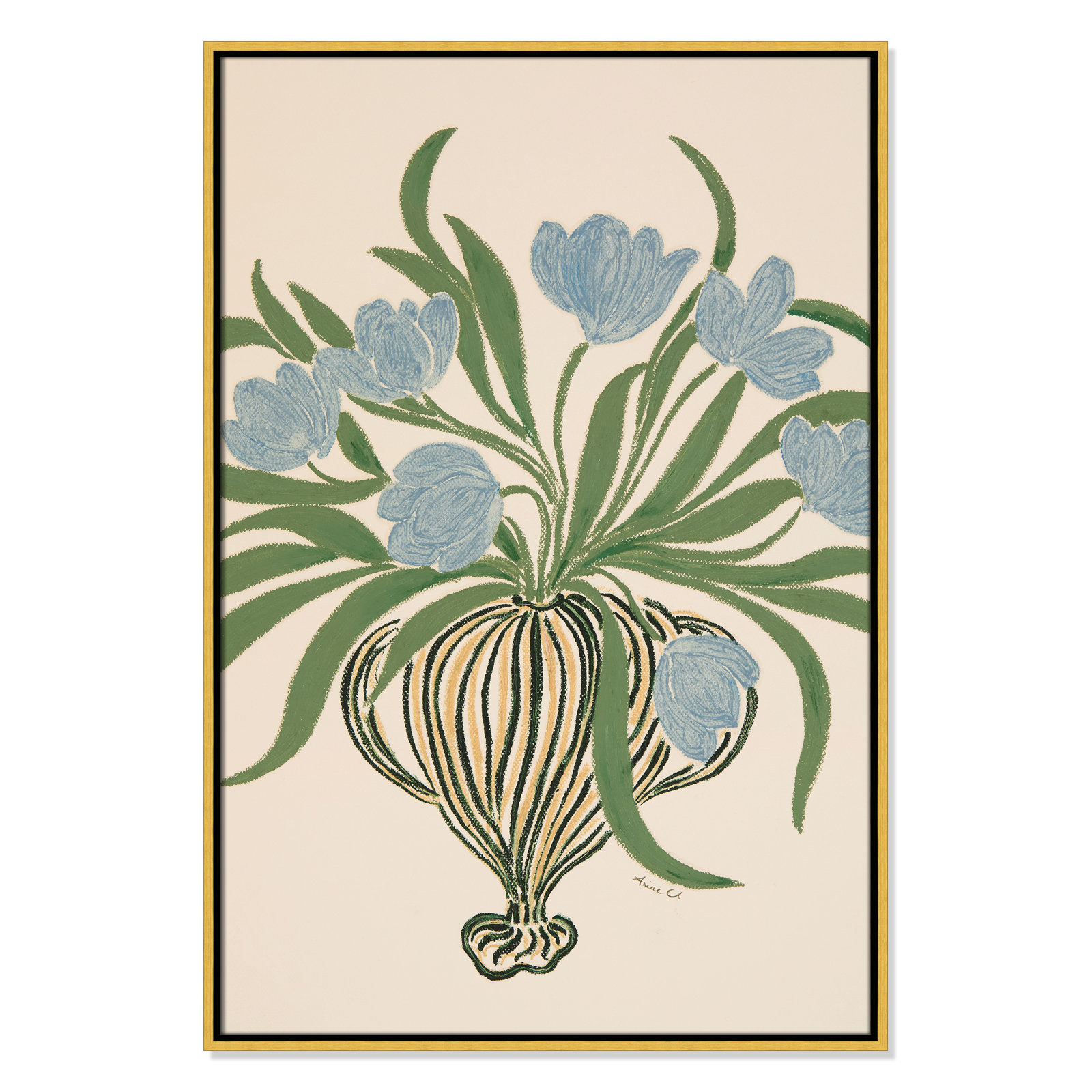 La Poire Blue Tulips Print by Camilla Bergqvist, 37.5" H x 25.5" W, Gold