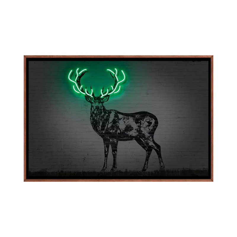 Reproduction d’art, "Deer" par Octavio Mielu, Cadre bois classique, Pas de tapis, H 18 po x l 26 po x P 1,5 po
