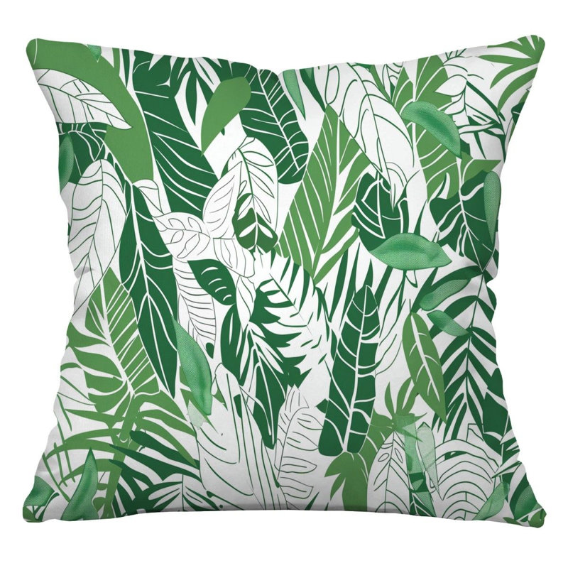 Coussin réversible Leafy Art, H 14 po x l 14 po