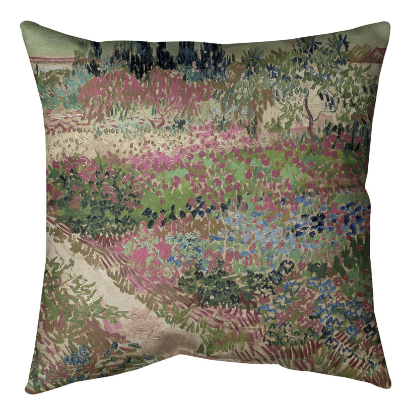 Coussin décoratif bluhender garten mit pfad, 16 po x 1 po, Bourre en polyester, Rose
