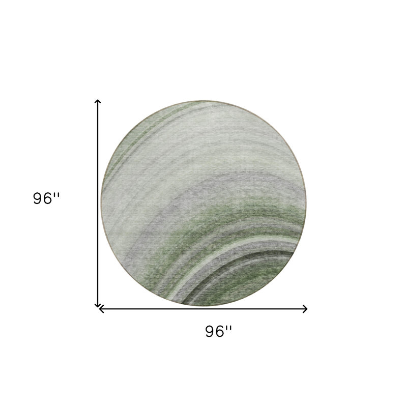 Tapis d'intérieur rond lavable abstrait vert artichaut 8 'vert et émeraude