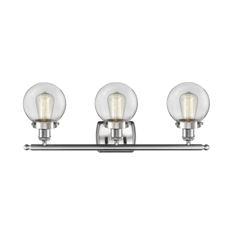Éclairage pour salle de bain 3 lumières Chippewa, Incandescente, Transparent, Nickel satiné brossé