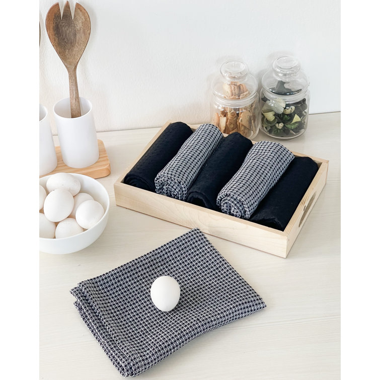 Cotton Striped Dish Cloth (Set of 6) Chardin Home Color: Black