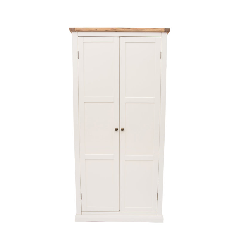 Mignonette 2 Door Solid + Manufactured Wood Wardrobe, Off White/Gold