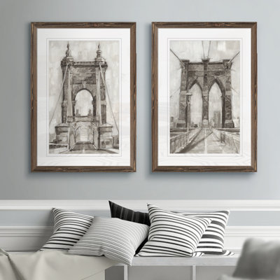 «Bridge Crossing I», ensemble de 2 reproductions d'art encadrées