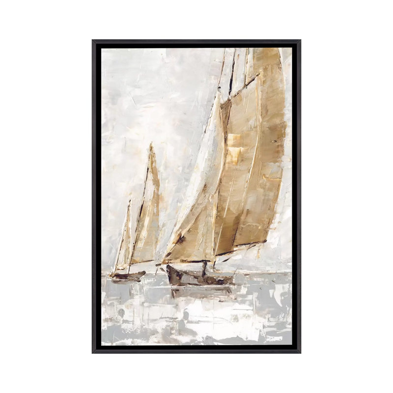 Golden Sails II par Ethan Harper - reproduction d'art, H 40 po x l 26 po x P 1,5 po, Toile avec cadre noir patiné