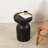 Solid Mango Wood Side End Table In Black, 12.4*17.7 Inch Round Wooden Accent Table, Small Round Plant Stand