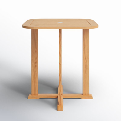 Knightly Square Teak Outdoor Bar Table With Umbrella Hole , 42'' in. W 42'' in. D