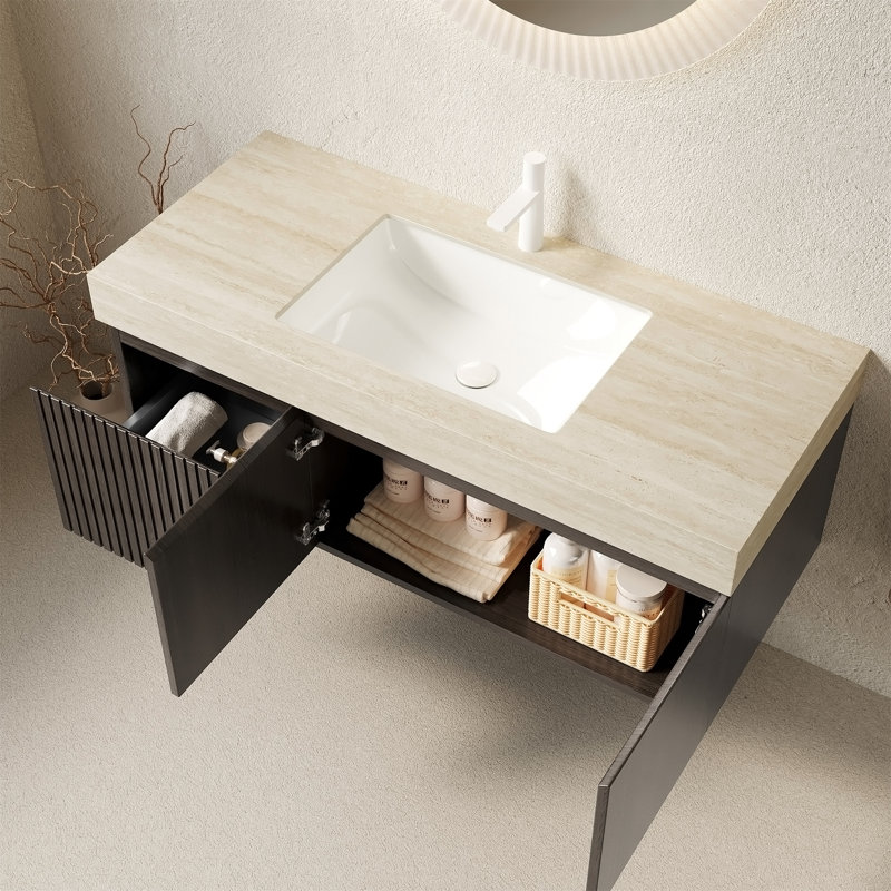 Meuble-lavabo de salle de bain 48 po MURI, Espresso, Beige