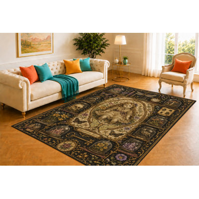 Tapis d'extérieur «Ultra Léger» 5 pi x 7 pi Curiosity, spéculation de poupée et présentoir botanique, couverture de sol lisse pour bureau, bibliothèque, salon et décor fantaisiste
