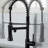Matte Black Kitchen Faucet With Pull-Down , Single Handle, Non-Leaking Structure, Surface, Customizable Water Temperature, Easy Setup Guide Pull Down Lever Control, Brass Material, To Fingerprints,