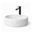 16" L X 16" W X 5.12" H Volakas White Marble Circular Vessel Bathroom Sink With Fluted Exterior