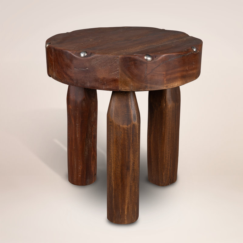 Drumline Stool ~ Inspired by traditional drum forms, this solid 100% reclaimed wood stool blends rustic charm with industrial detailing, creating a bold yet versatile statement.