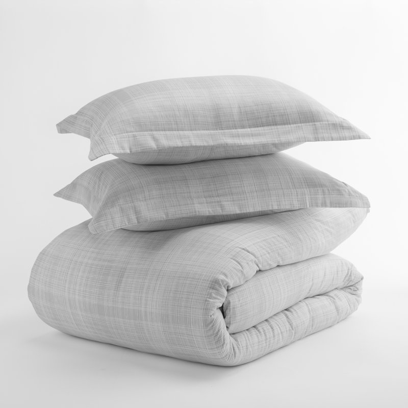 Gray Twin/Twin XL Microfiber Thatch Pattern Duvet Cover Set