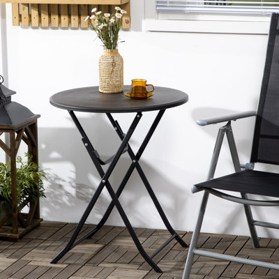 Table basse pliante d'extérieur, table de patio ronde 23,6 po, gris foncé