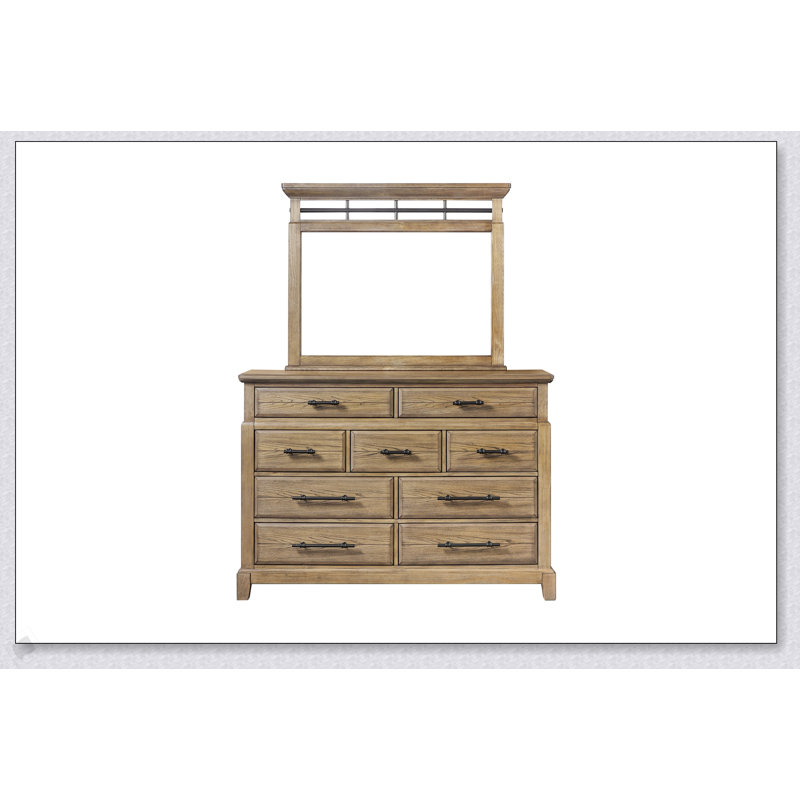 Commode 9 tiroirs avec finition caramel - Rangement spacieux et design élégant pour les intérieurs modernes et rustiques