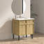 Meuble-lavabo sur pied de 30 pouces avec panneau rainuré 3D et lavabo en céramique intégré