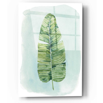 «Paradise Palm Leaves IV» par Grace Popp, art mural en verre acrylique