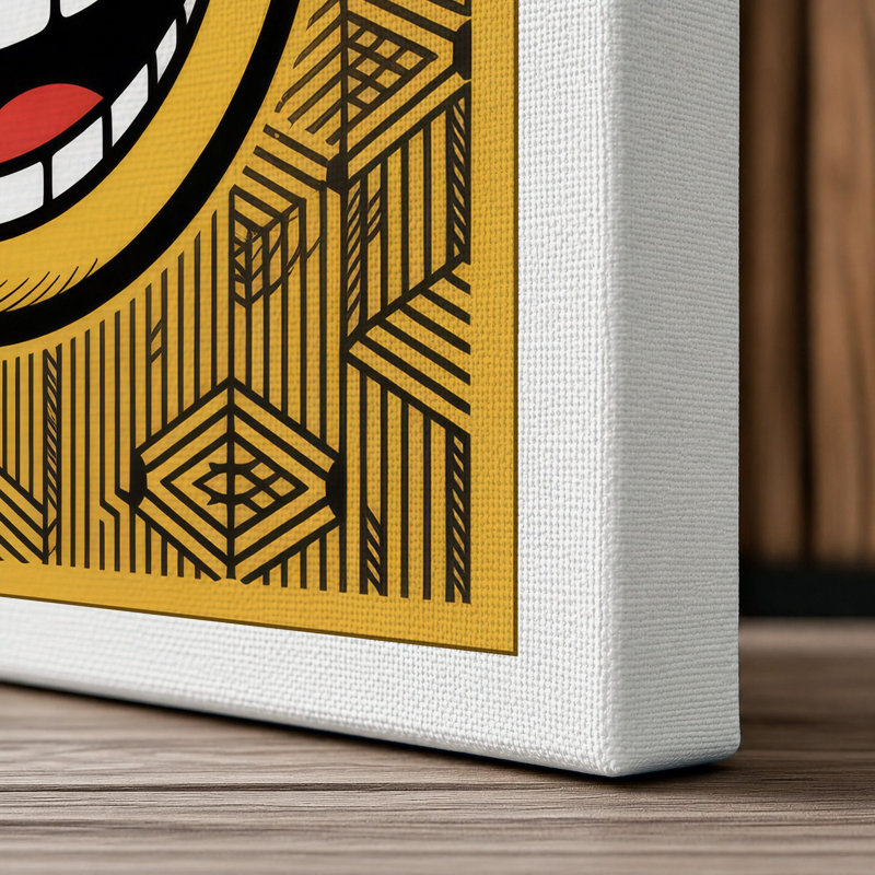 Grinning Face Retro - Wrapped Canvas, 30x20 - 76.2 x 50.8 cm, White Border