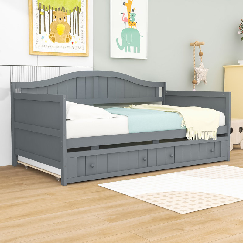 Efthim Twin Size Daybed with Trundle, Gray