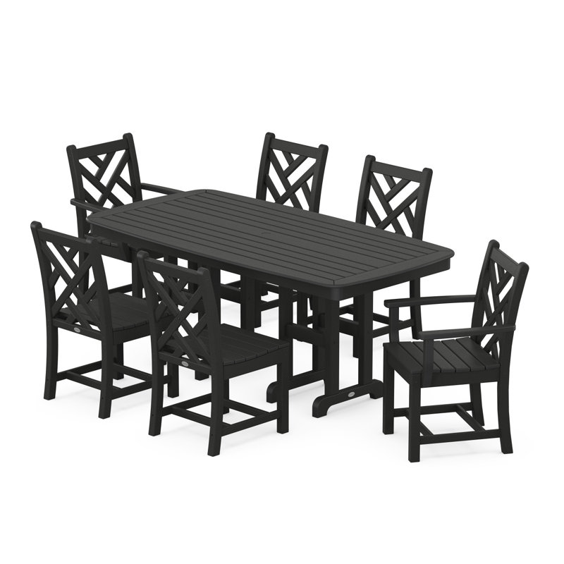 POLYWOOD Chippendale 7-Piece Dining Set, Black