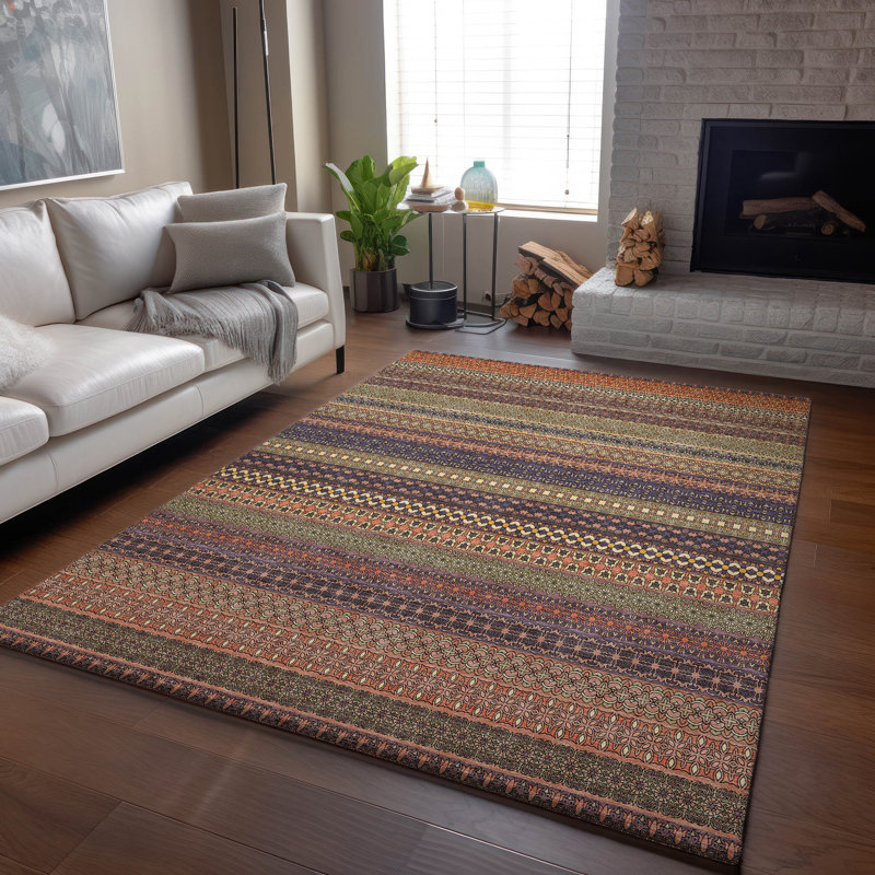 Premium Machine Washable Cerrito AMF527 Paprika, Rectangle 2'6" x 3'10"
