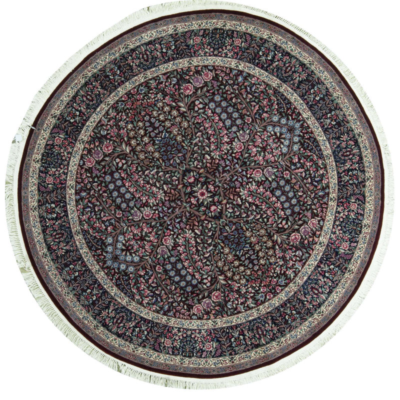Tapis vin et bleu marine noué à la main de haute qualité