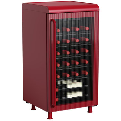 Frigidaire 3.1 Cu. ft. Retro Beverage Cooler with Tempered Glass Door, 117 Can Capacity Beverage Fridge with Built-in Bar Top, Merlot