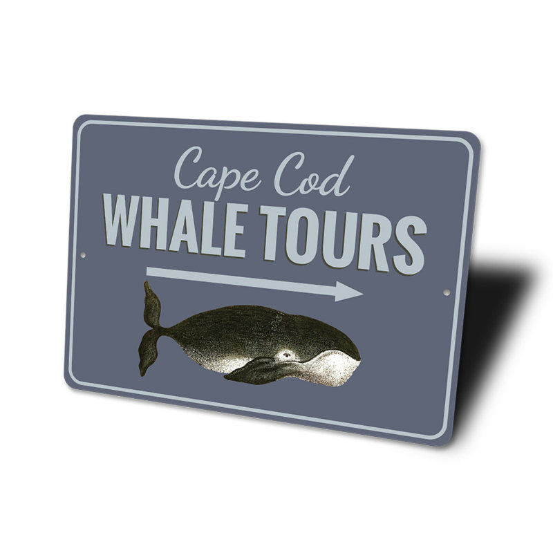 Panneau en aluminium Cape Cod Whale Tours, H 12 po x l 18 po x P 0,06 po