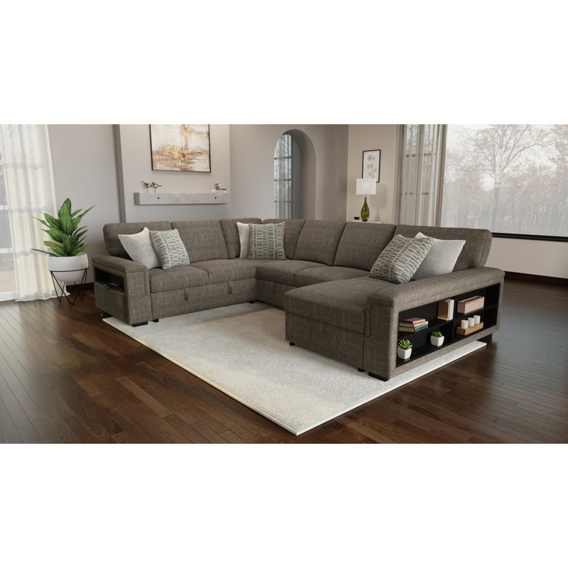 4-piece Sectional With Pop Up Lounger And Shelfs