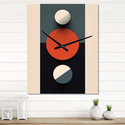 Full Moon Delight Retro Geometric Minimalism II - Transitional Modern Wall Clock