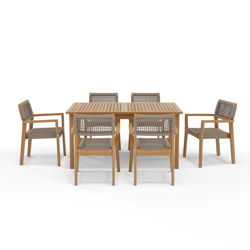 Bennett 6 - Person Rectangular Outdoor Dining Set, Beige