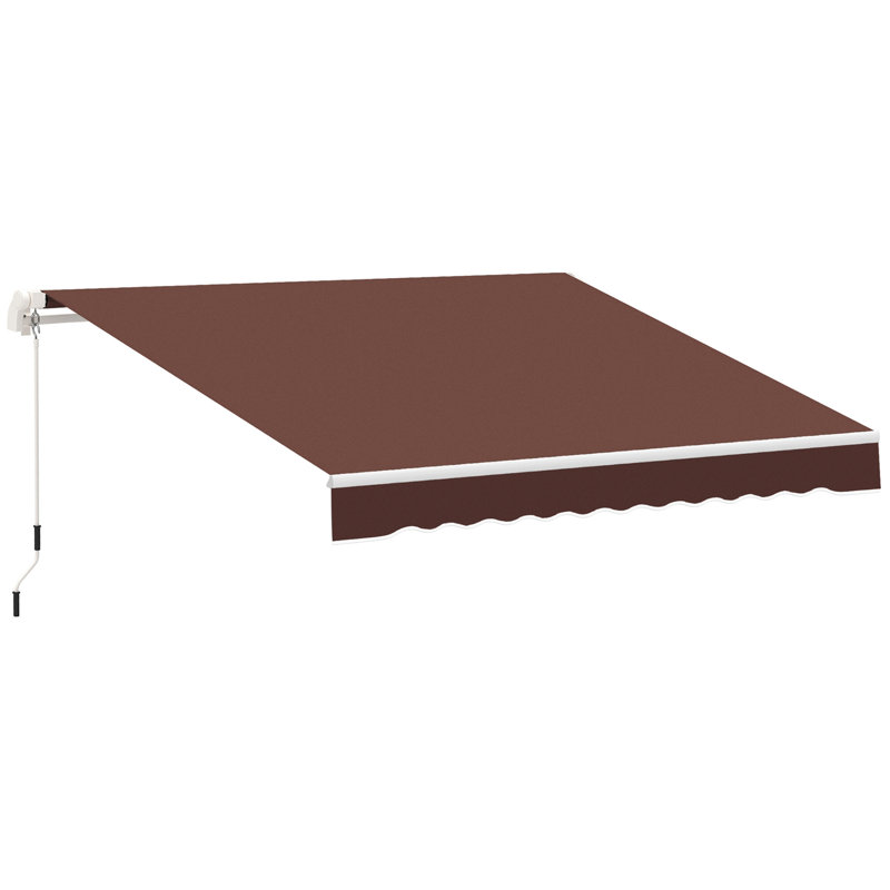 Patio Retractable Awning with Manual Crank, Exterior Sun Shade, Brown, 58.25" H x 98.4" W x 141.6" D
