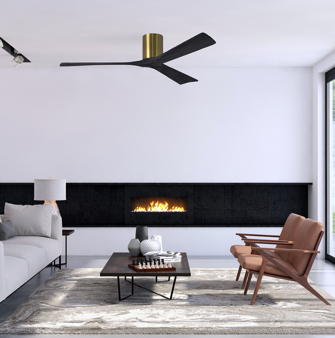Olivier 72" Ceiling Fan, Brushed Brass, Matte Black, 60"