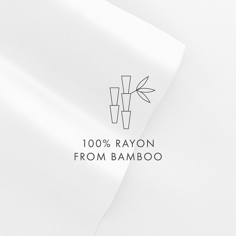 Ensemble de draps 100% rayonne de bambou, Ensemble de draps pour grand lit avec 2 taies d'or, Blanc