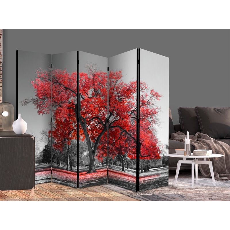225cm W x 172cm H 5 - Panel Wood Folding Room Divider