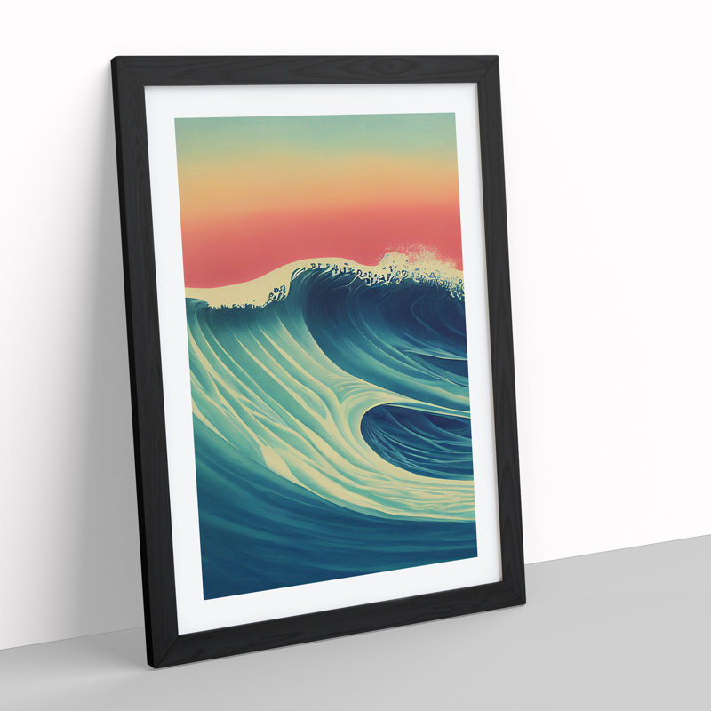 Sunset Ocean Wave No.4 - Framed Print, Black Framed, 64cm H x 46cm W x 2cm D